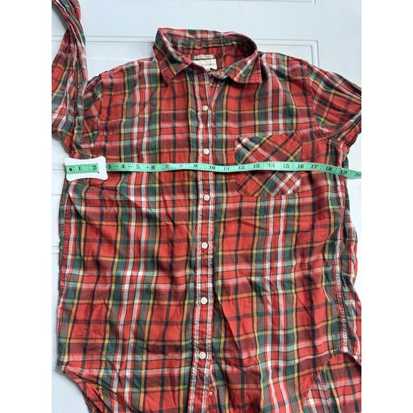 Ralph Lauren Denim & Supply RL Boyfriend Red Green Plaid Button Up Shirt Size M - Picture 4 of 5